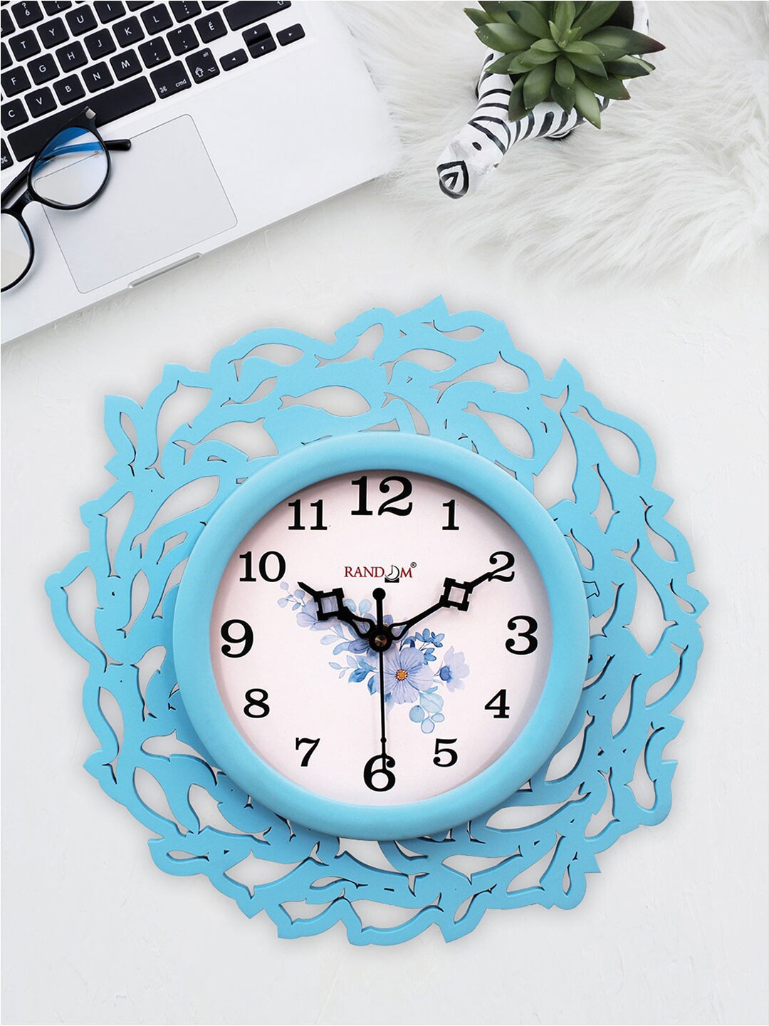 

RANDOM Blue & White Textured Analogue Classic Wall Clock