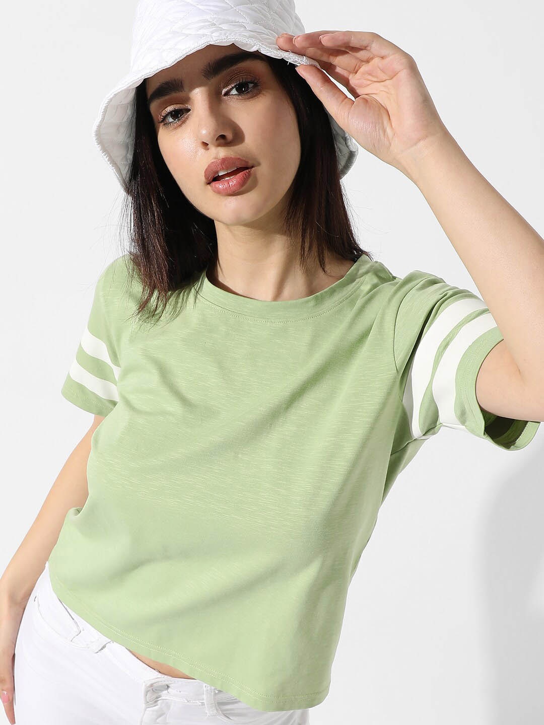 

Campus Sutra Green Round Neck Boxy Fit T-shirt