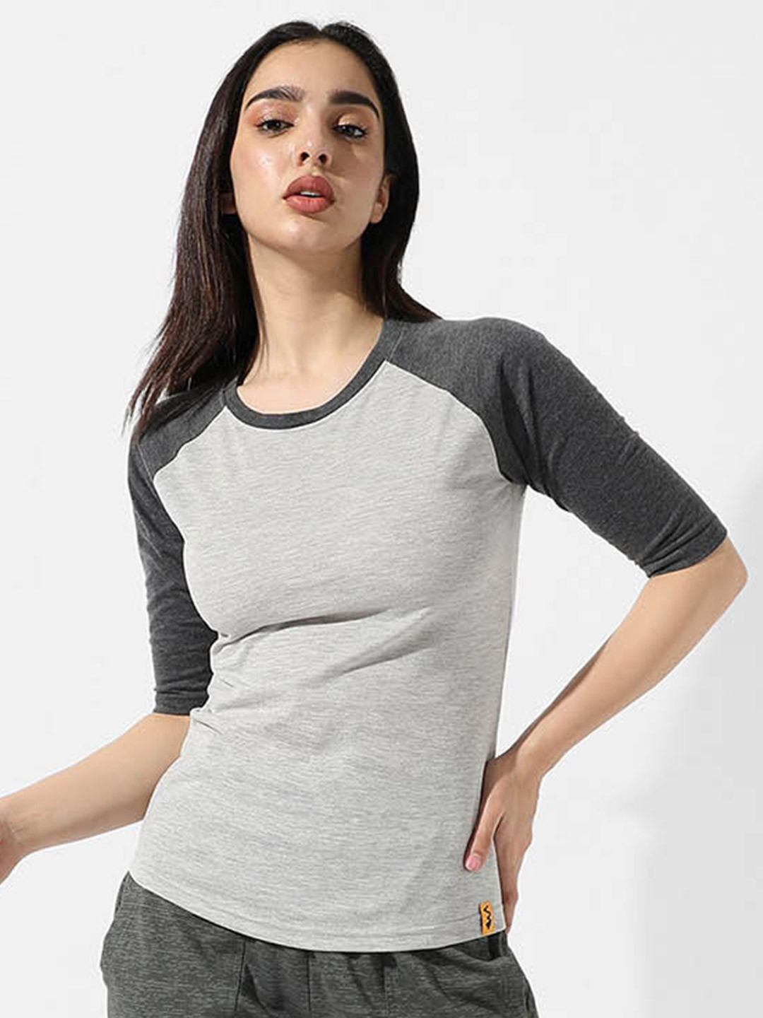 

Campus Sutra Grey Round Neck Cotton T-shirts