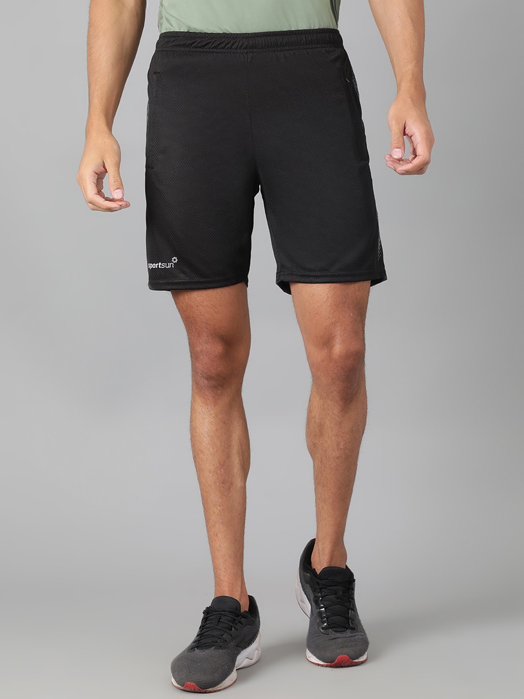 

SPORT SUN Men Mid-Rise Sports Shorts, Black