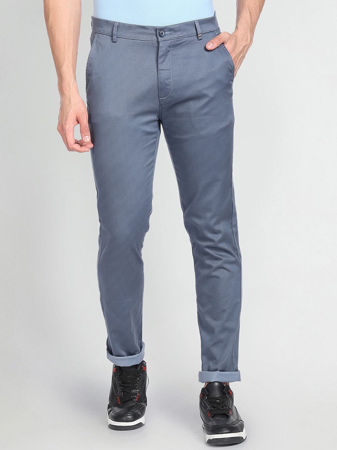 

Arrow Sport Men Skinny Fit Low-Rise Chinos Trousers, Blue