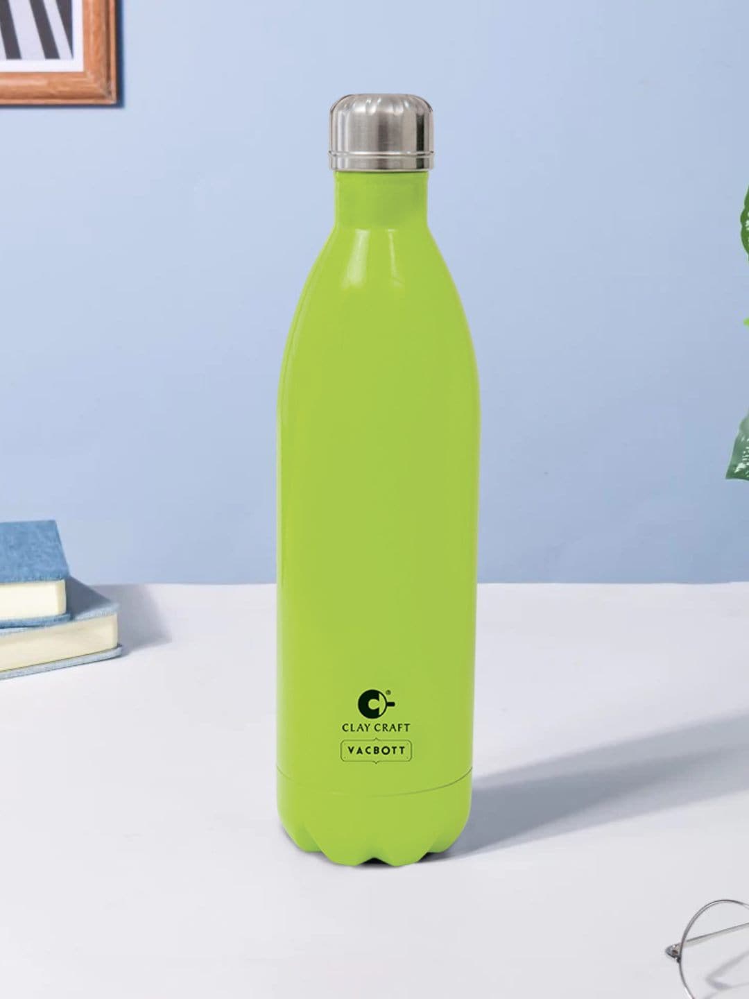 

CLAY CRAFT Vacbott Green Double Walled Thermo-Steel Water Bottle-1L