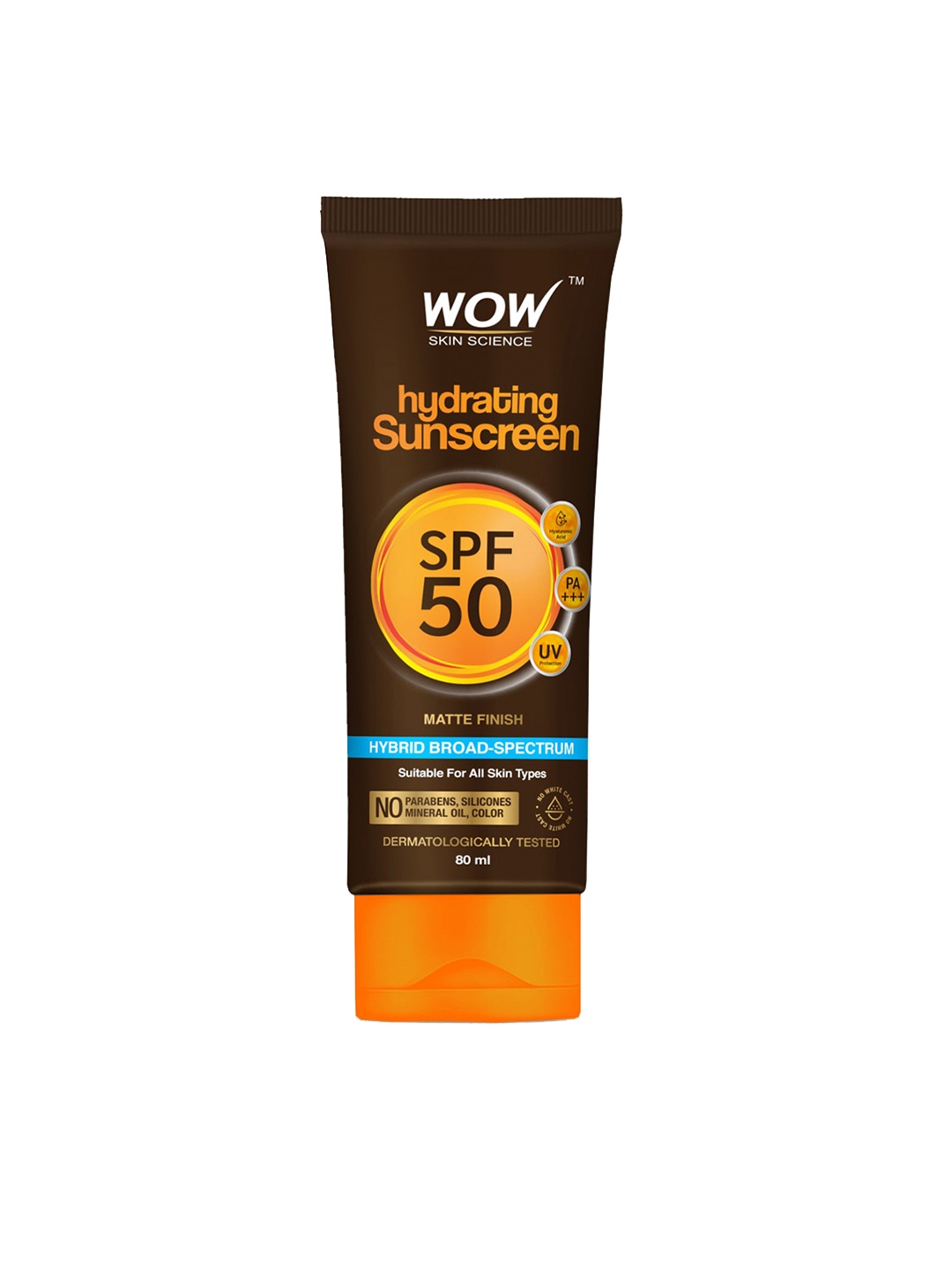 

WOW SKIN SCIENCE Hydrating Matte Finish Sunscreen with SPF 50 PA+++ - 80 ml, Brown