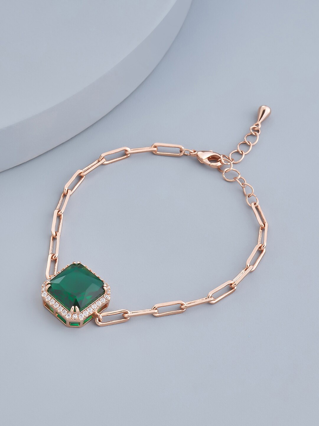 

Kushal's Fashion Jewellery Cubic Zirconia Rose Gold-Plated Link Bracelet