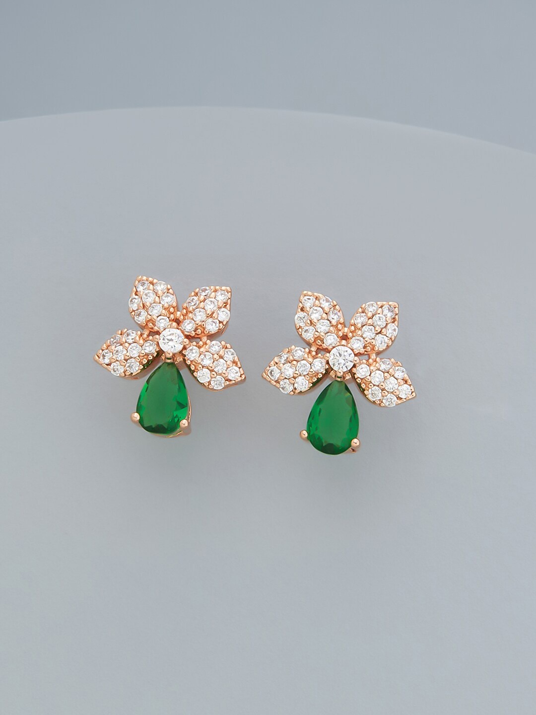 

Kushal's Fashion Jewellery Rose-Gold Plated Floral Studs Earrings