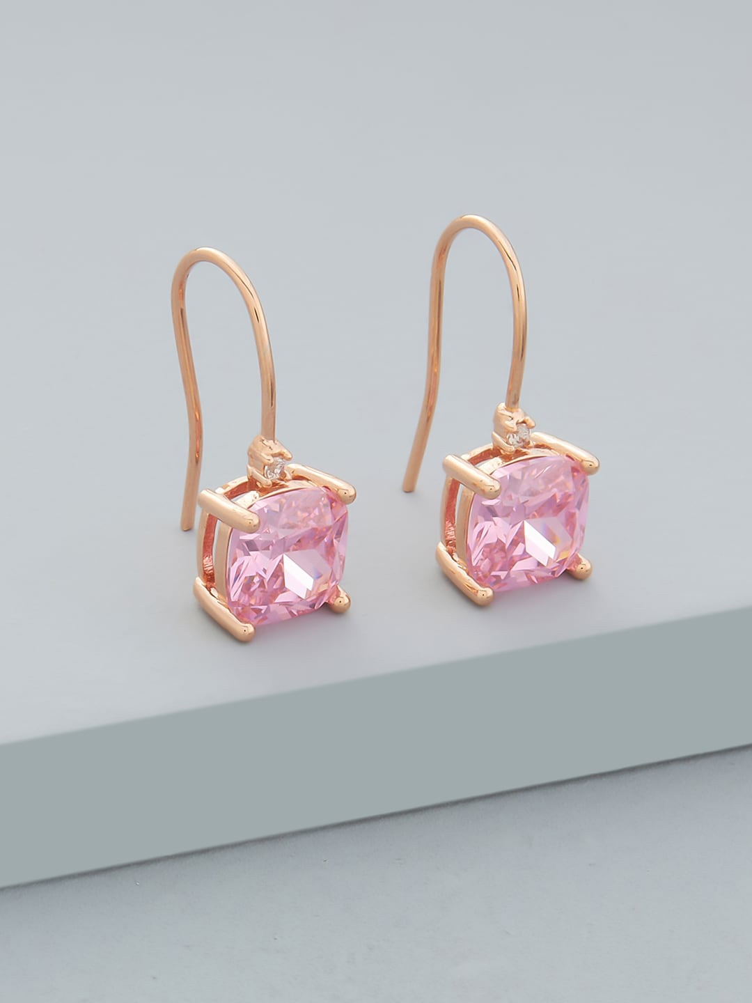 

Kushal's Fashion Jewellery Rose Gold-Plated Square Drop Earrings