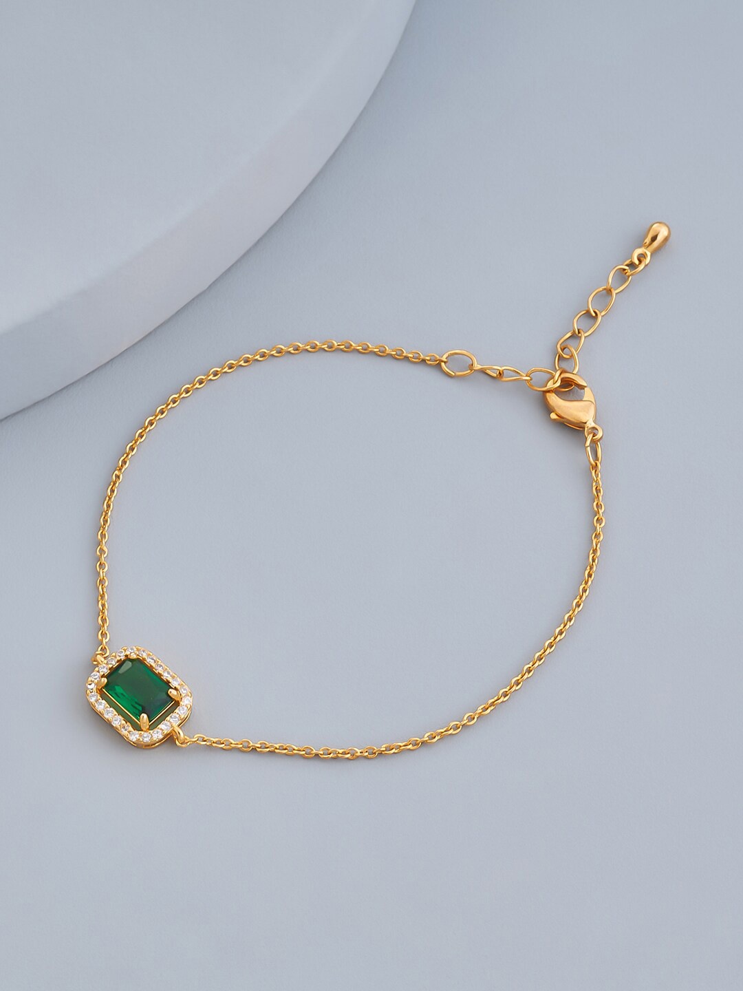 

Kushal's Fashion Jewellery Cubic Zirconia Gold-Plated Link Bracelet