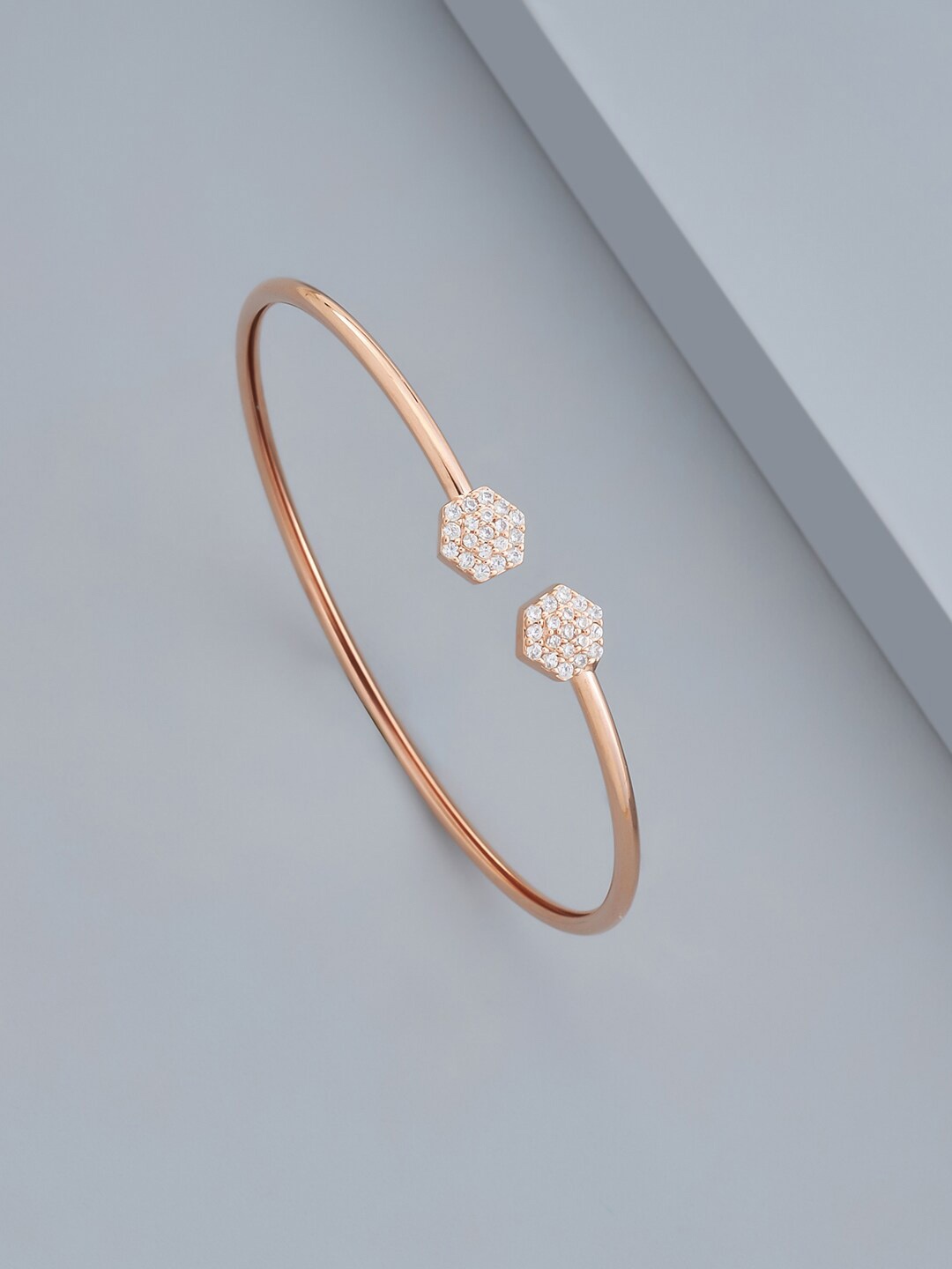 

Kushal's Fashion Jewellery Cubic Zirconia Rose Gold-Plated Cuff Bracelet