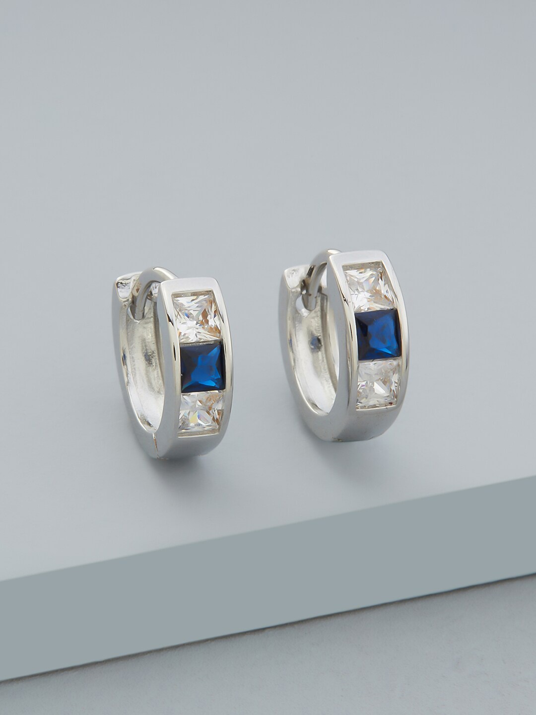

Kushal's Fashion Jewellery Rhodium-Plated Circular Studs Earrings, Blue