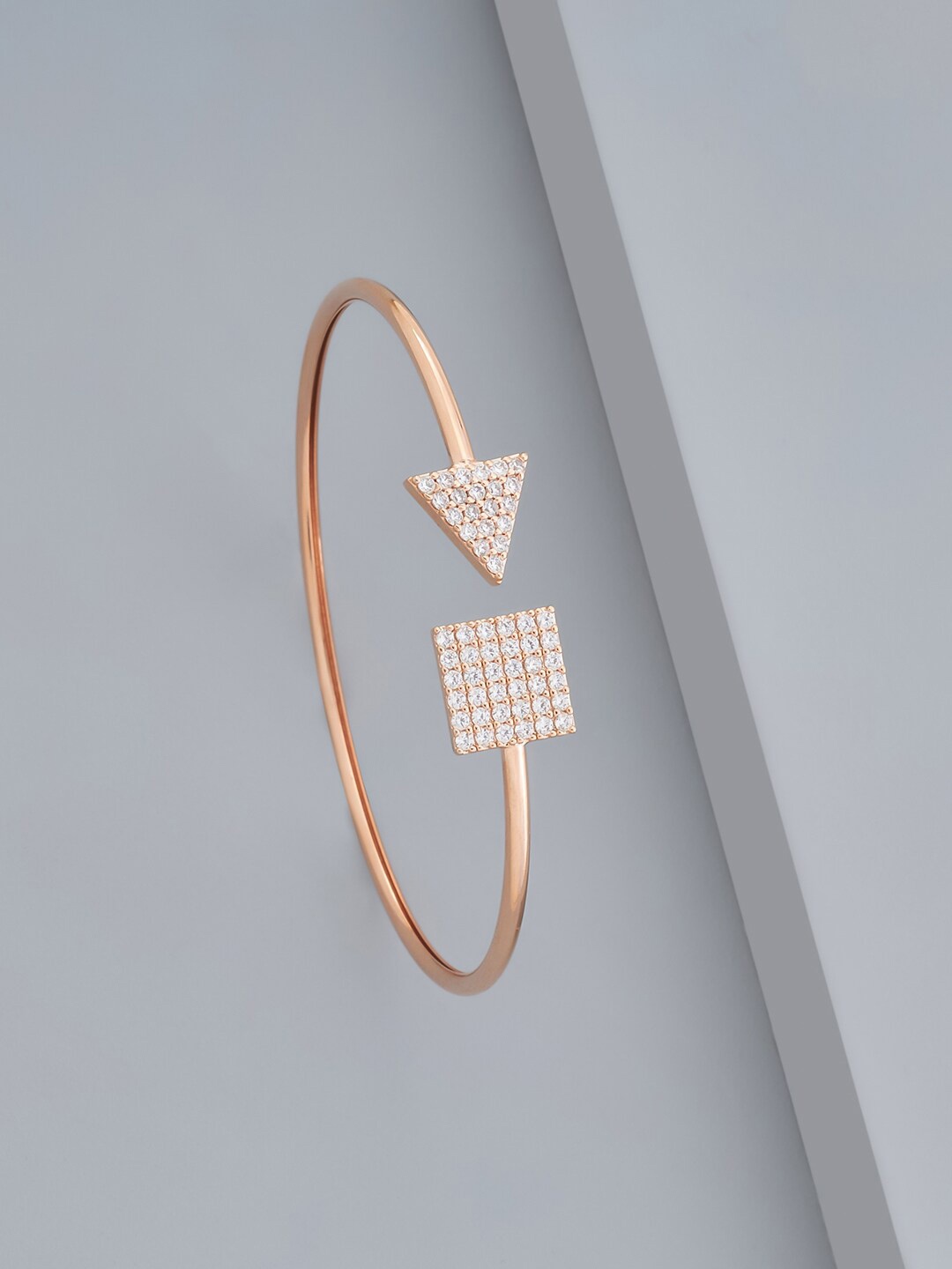 

Kushal's Fashion Jewellery Cubic Zirconia Rose Gold-Plated Cuff Bracelet, White