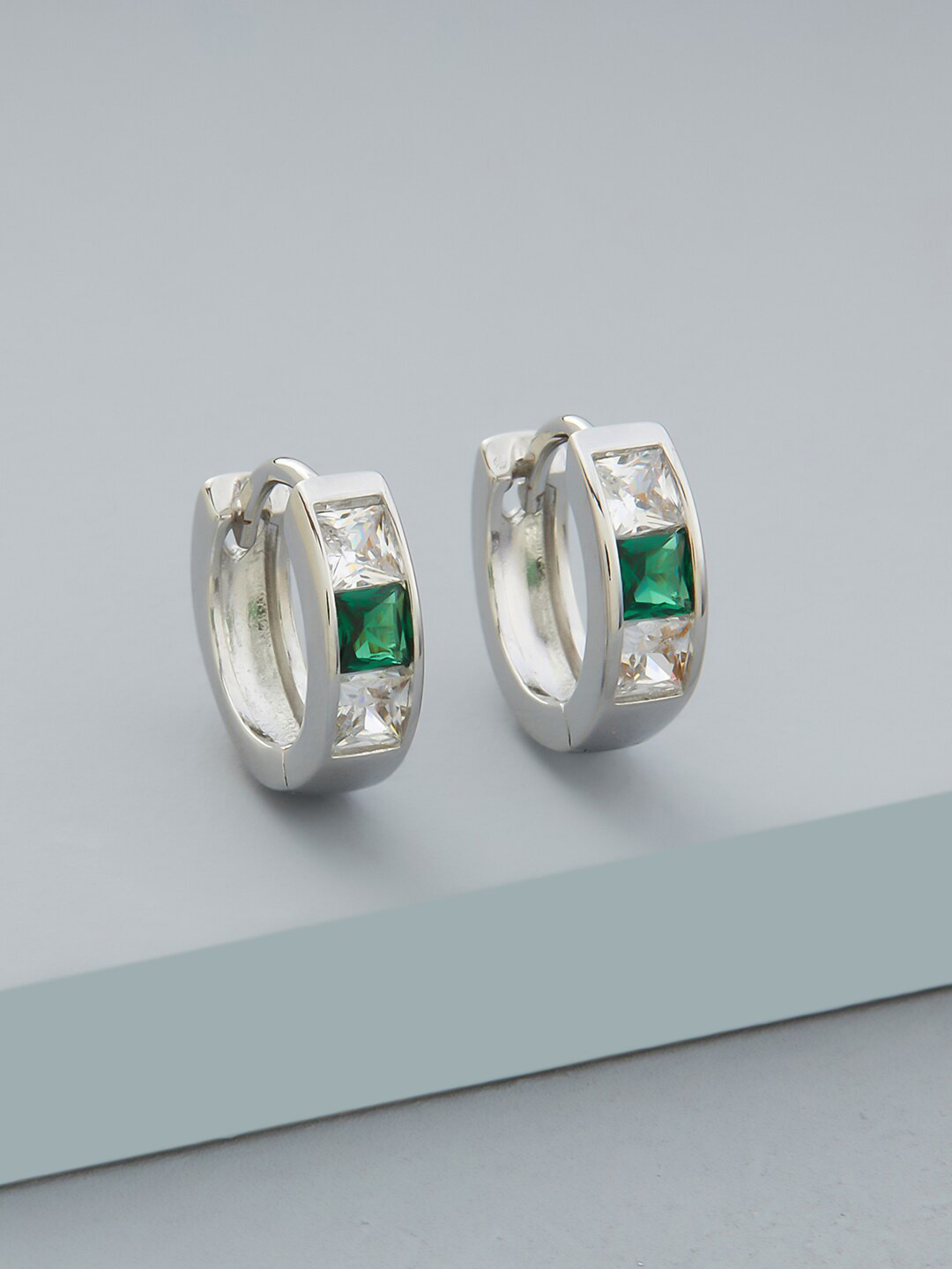 

Kushal's Fashion Jewellery Rhodium Plating Circular Hoop Earrings, Silver