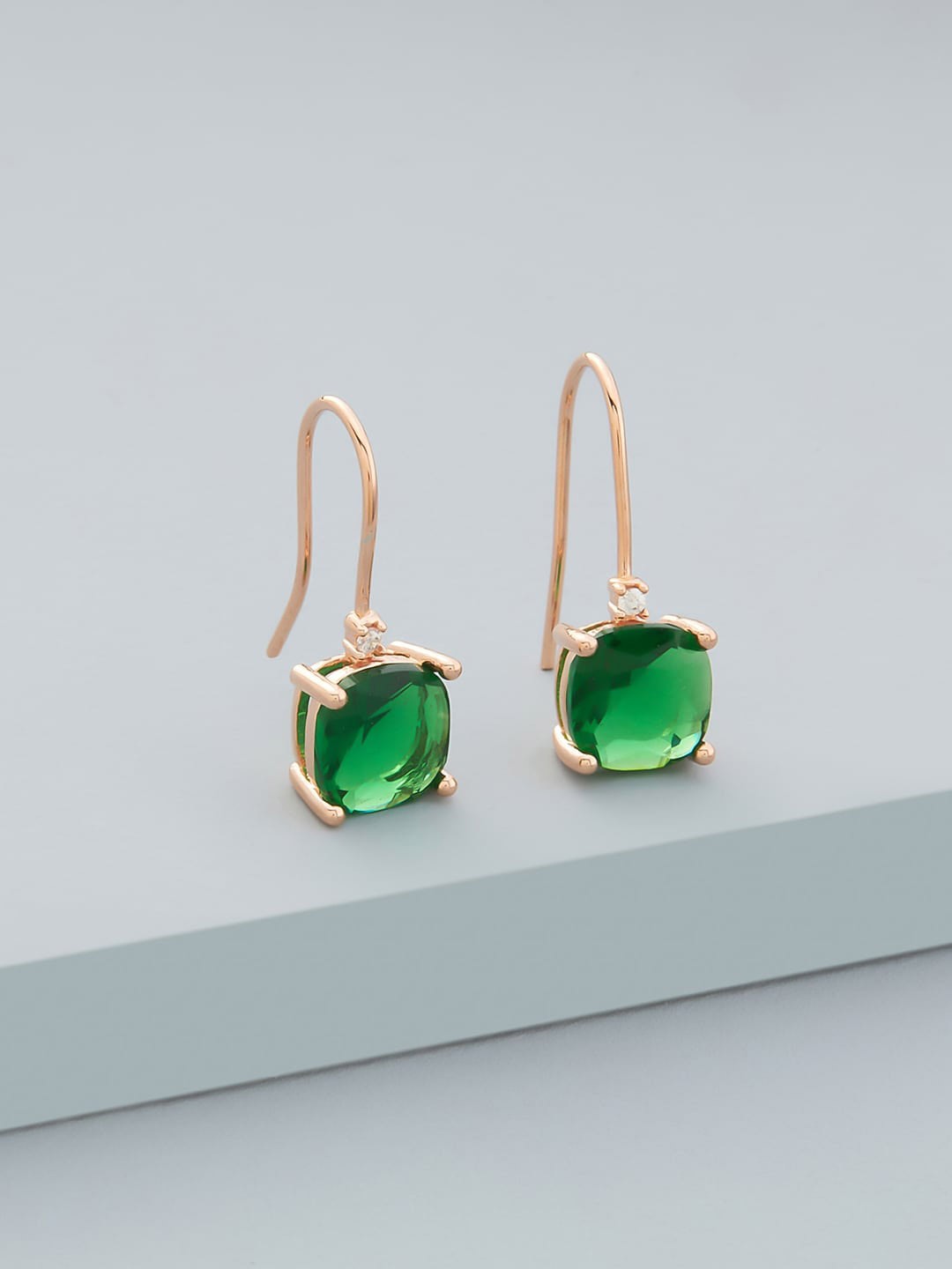 

Kushal's Fashion Jewellery Gold Plating Square Cubic Zircon Studded Drop Earrings