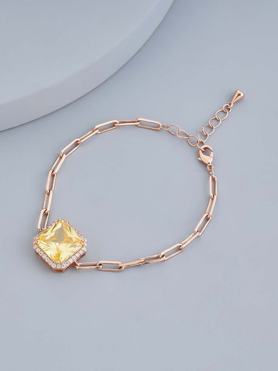 

Kushal's Fashion Jewellery Cubic Zirconia Rose Gold-Plated Link Bracelet