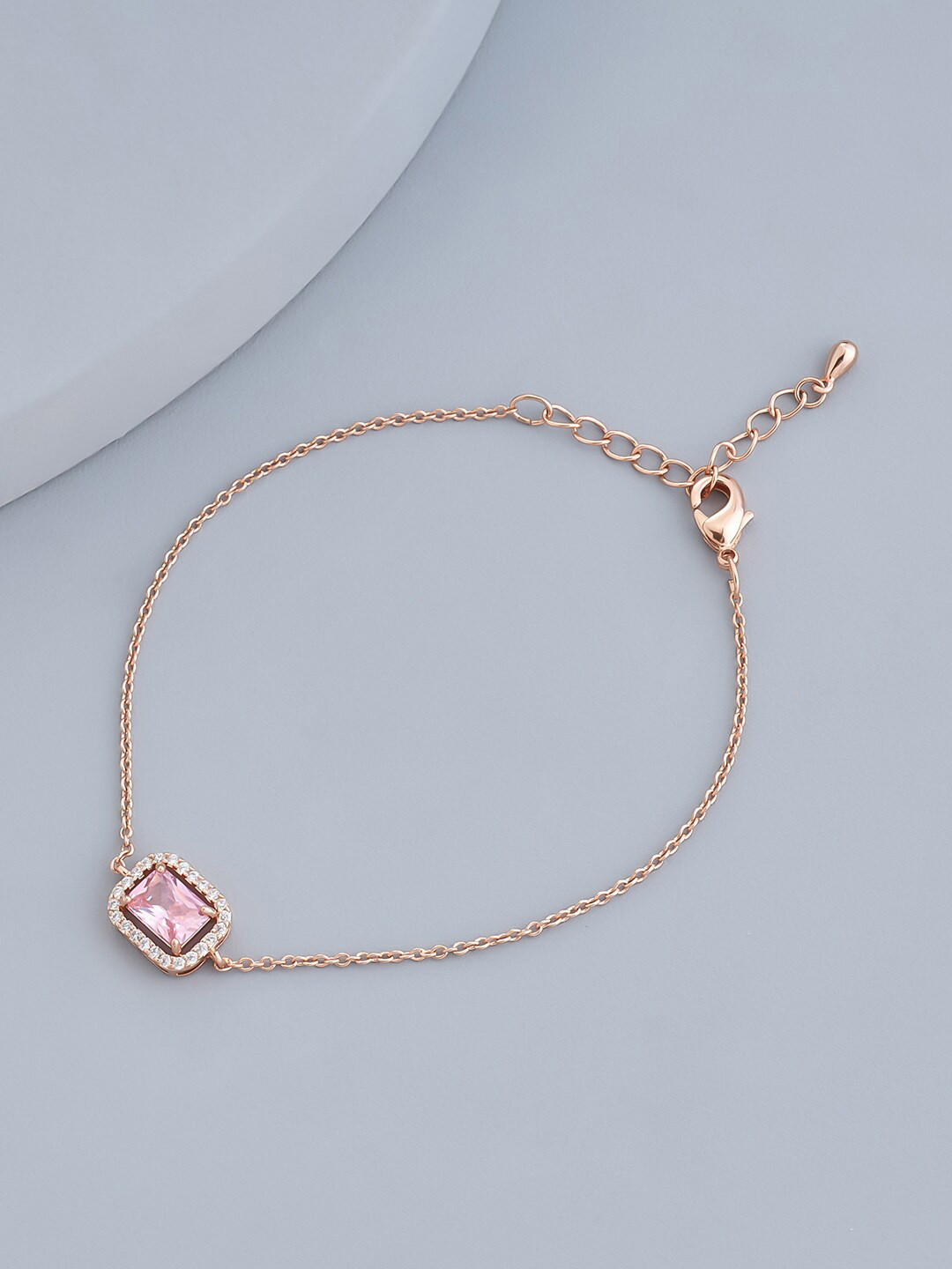 

Kushal's Fashion Jewellery Cubic Zirconia Rose Gold-Plated Link Bracelet