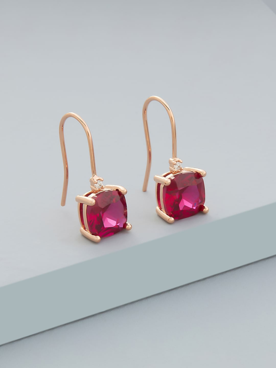 

Kushal's Fashion Jewellery Rose Gold-Plated Square Drop Earrings