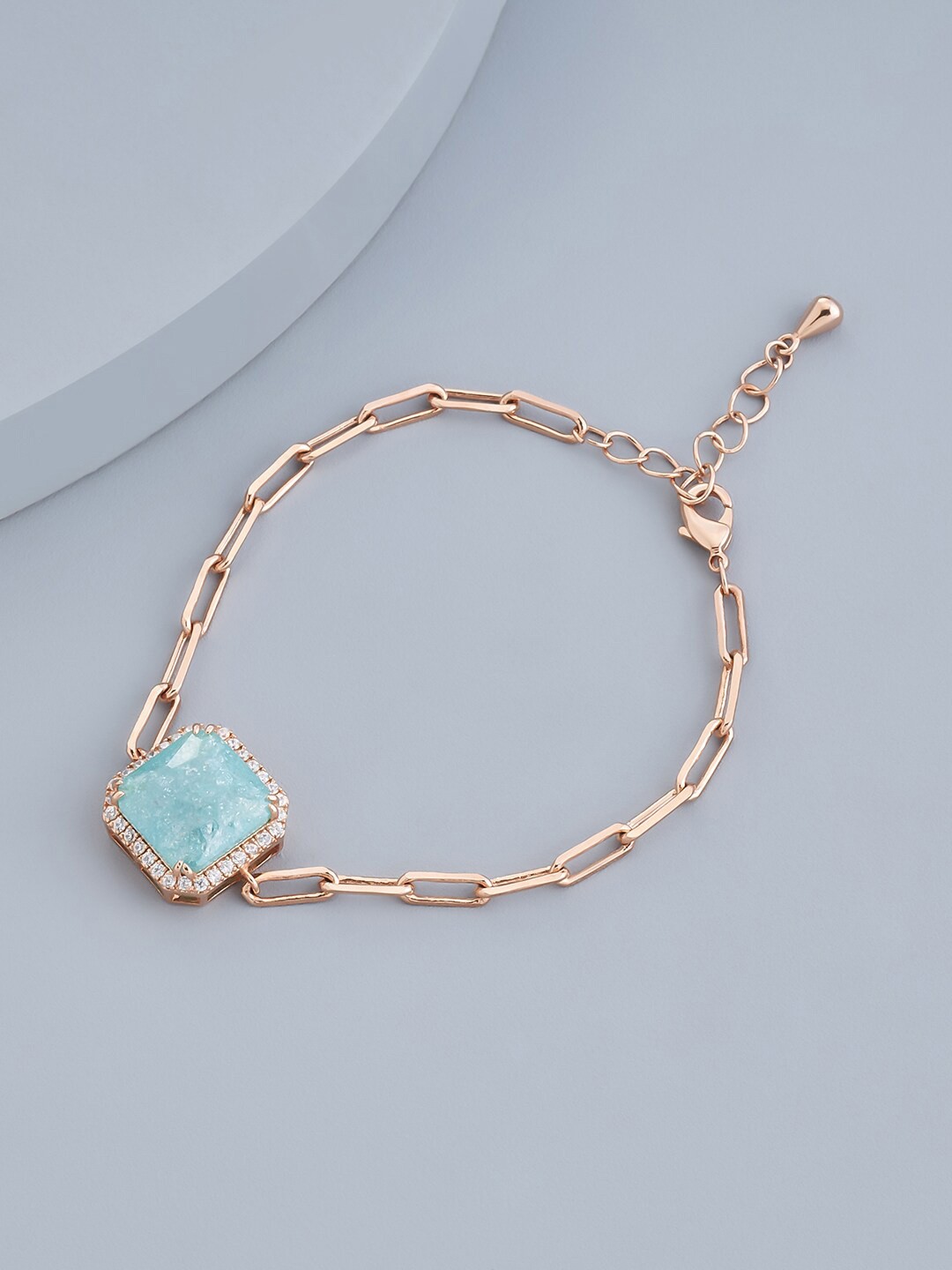 

Kushal's Fashion Jewellery Cubic Zirconia Rose Gold-Plated Link Bracelet