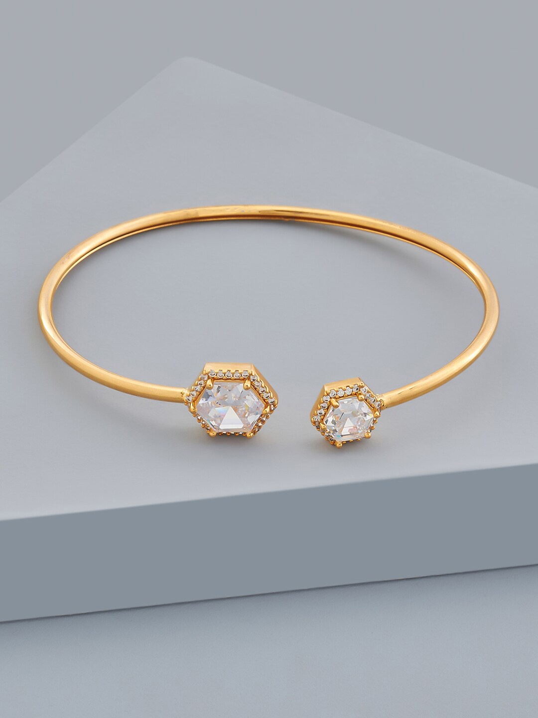 

Kushal's Fashion Jewellery Gold-Plated Cubic Zirconia Cuff Bracelet