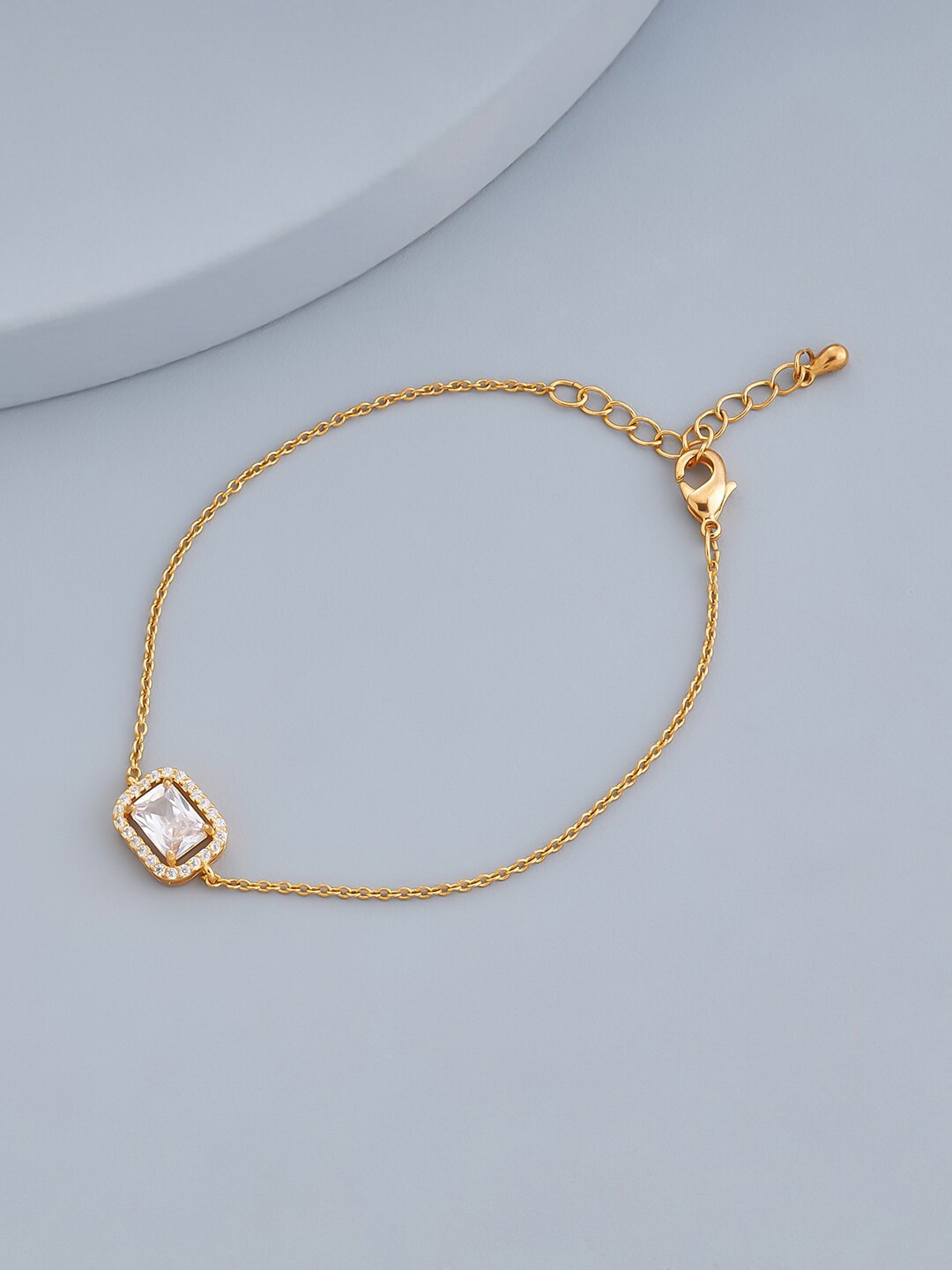 

Kushal's Fashion Jewellery Cubic Zirconia Gold-Plated Link Bracelet