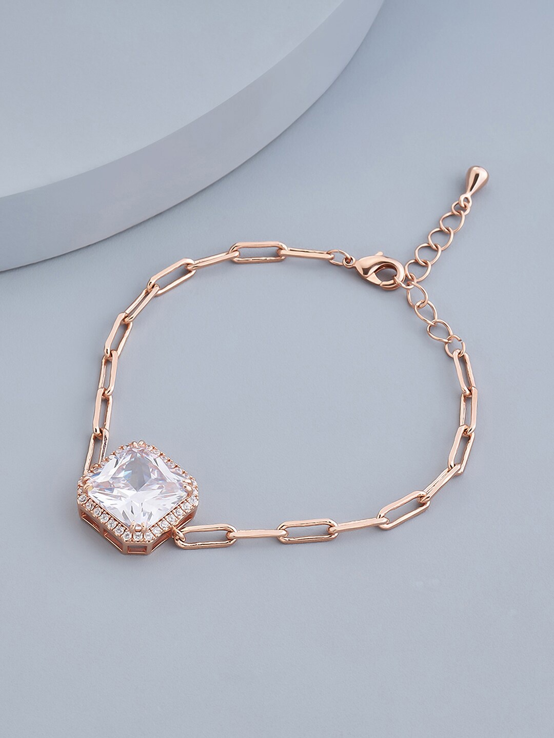 

Kushal's Fashion Jewellery Cubic Zirconia Rose Gold-Plated Link Bracelet