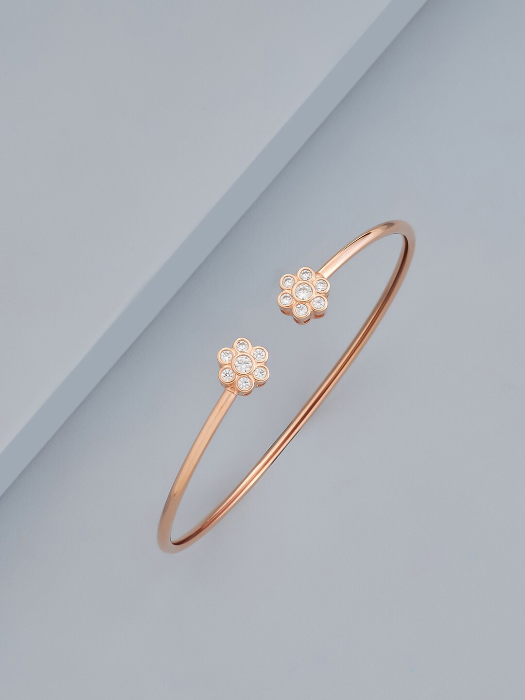 

Kushal's Fashion Jewellery Rose Gold-Plated Cubic Zirconia Cuff Bracelet