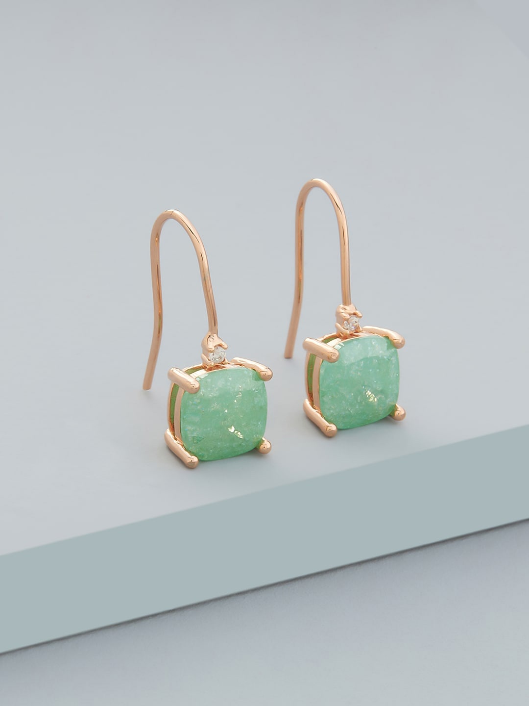 

Kushal's Fashion Jewellery Rose Gold-Plated Square Drop Earrings