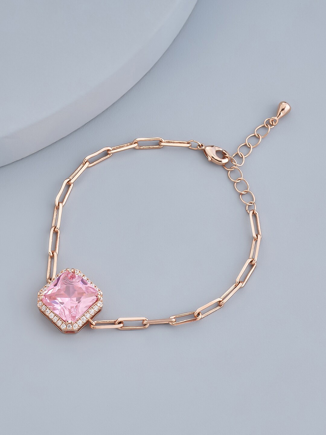 

Kushal's Fashion Jewellery Cubic Zirconia Rose Gold-Plated Link Bracelet
