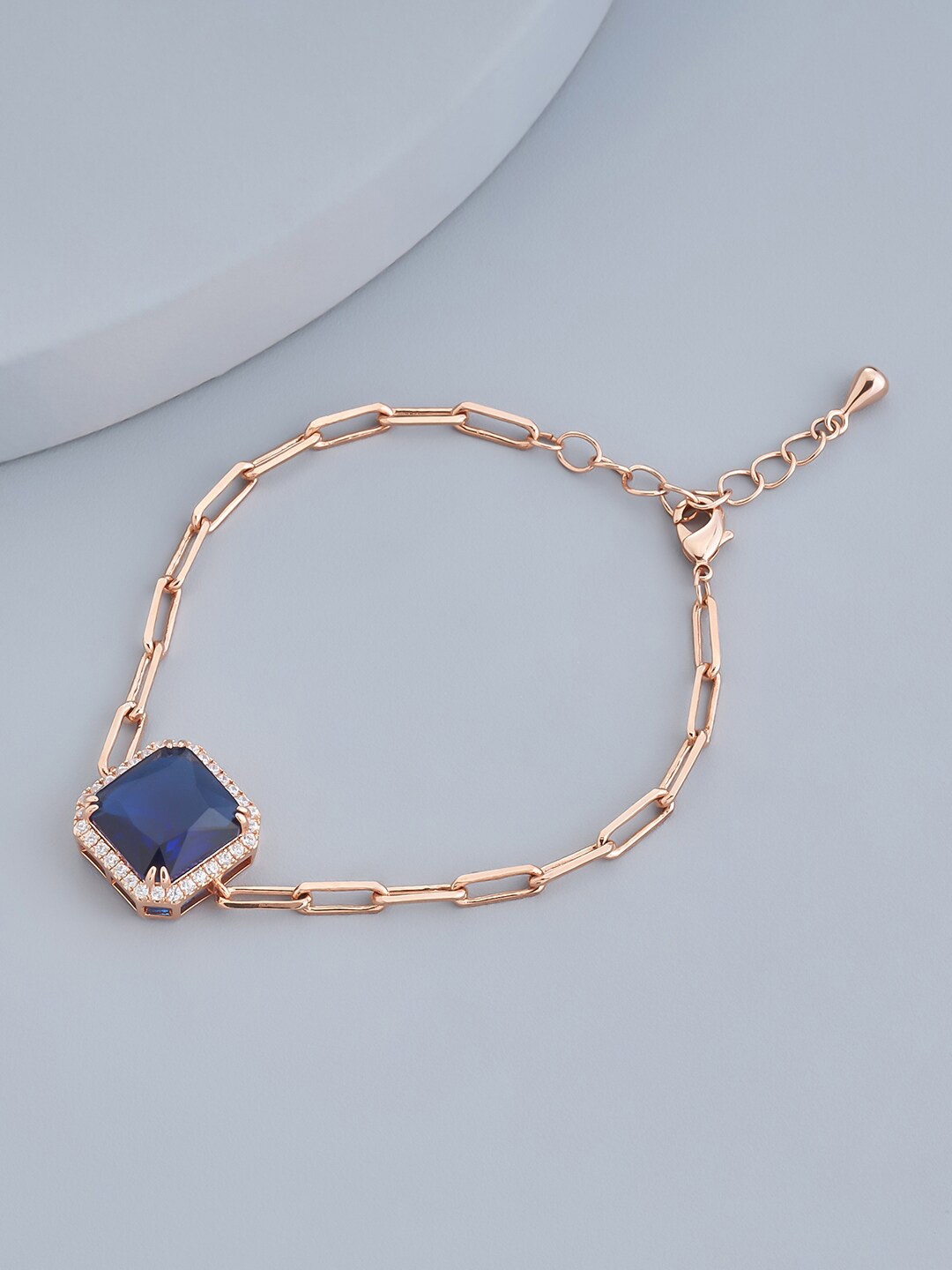 

Kushal's Fashion Jewellery Cubic Zirconia Rose Gold-Plated Link Bracelet