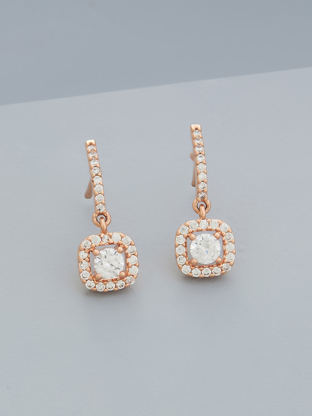 

Kushal's Fashion Jewellery Rose Gold-Plated Square Drop Earrings