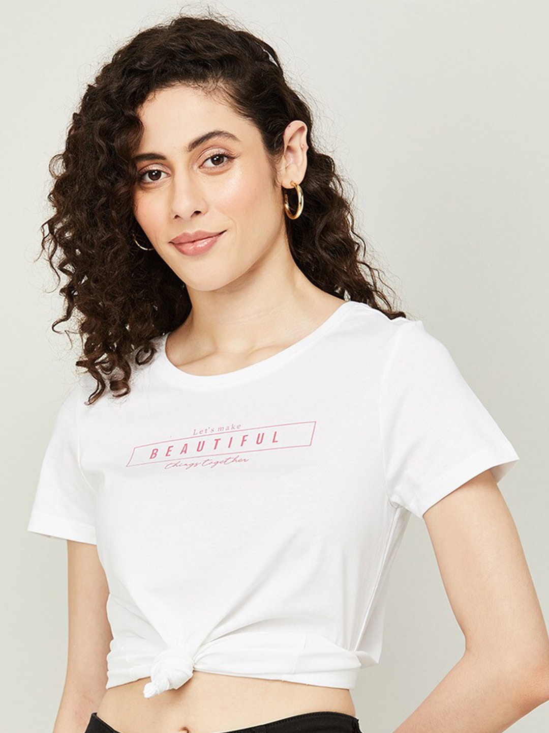 

Fame Forever by Lifestyle Typography Printed Cotton Top, White