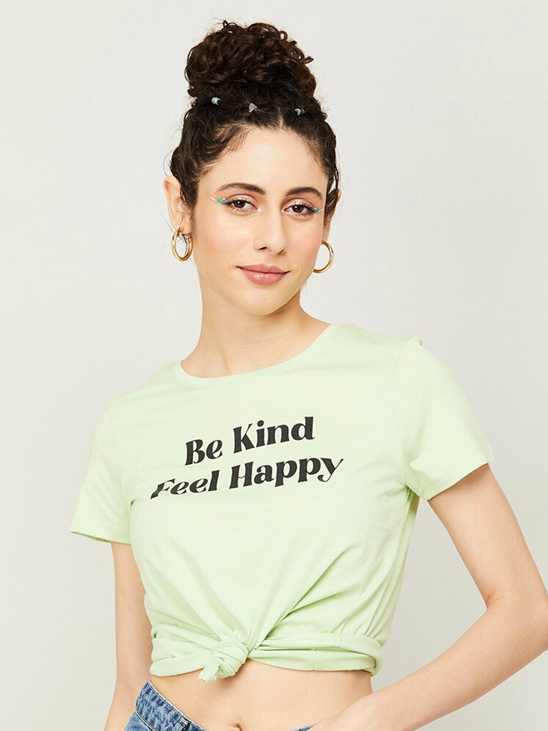 

Fame Forever by Lifestyle Typography Printed Cotton Top, Green
