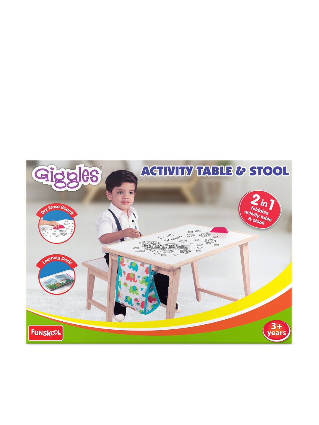 

Giggles 2 in 1 Activity Folding Table & Stool for Age 3 Years+, Multi