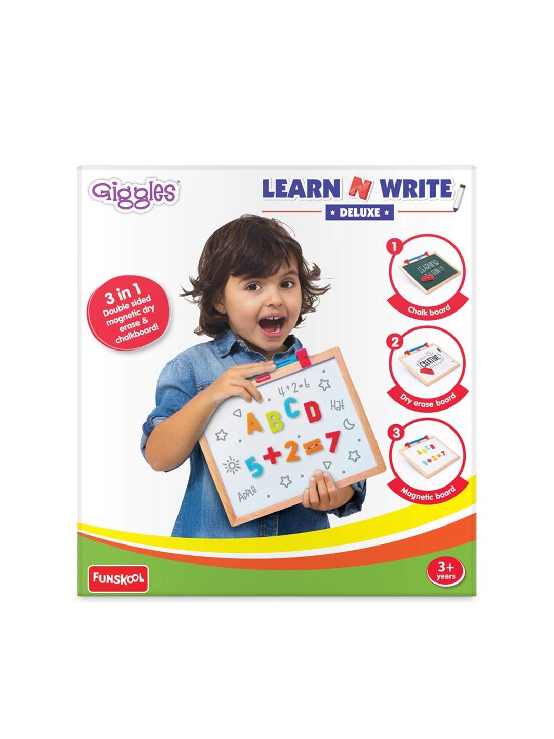 

Giggles 3-in-1 Double Sided Magnetic Dry Erase & Chalkboard For Age 3 Years+, White