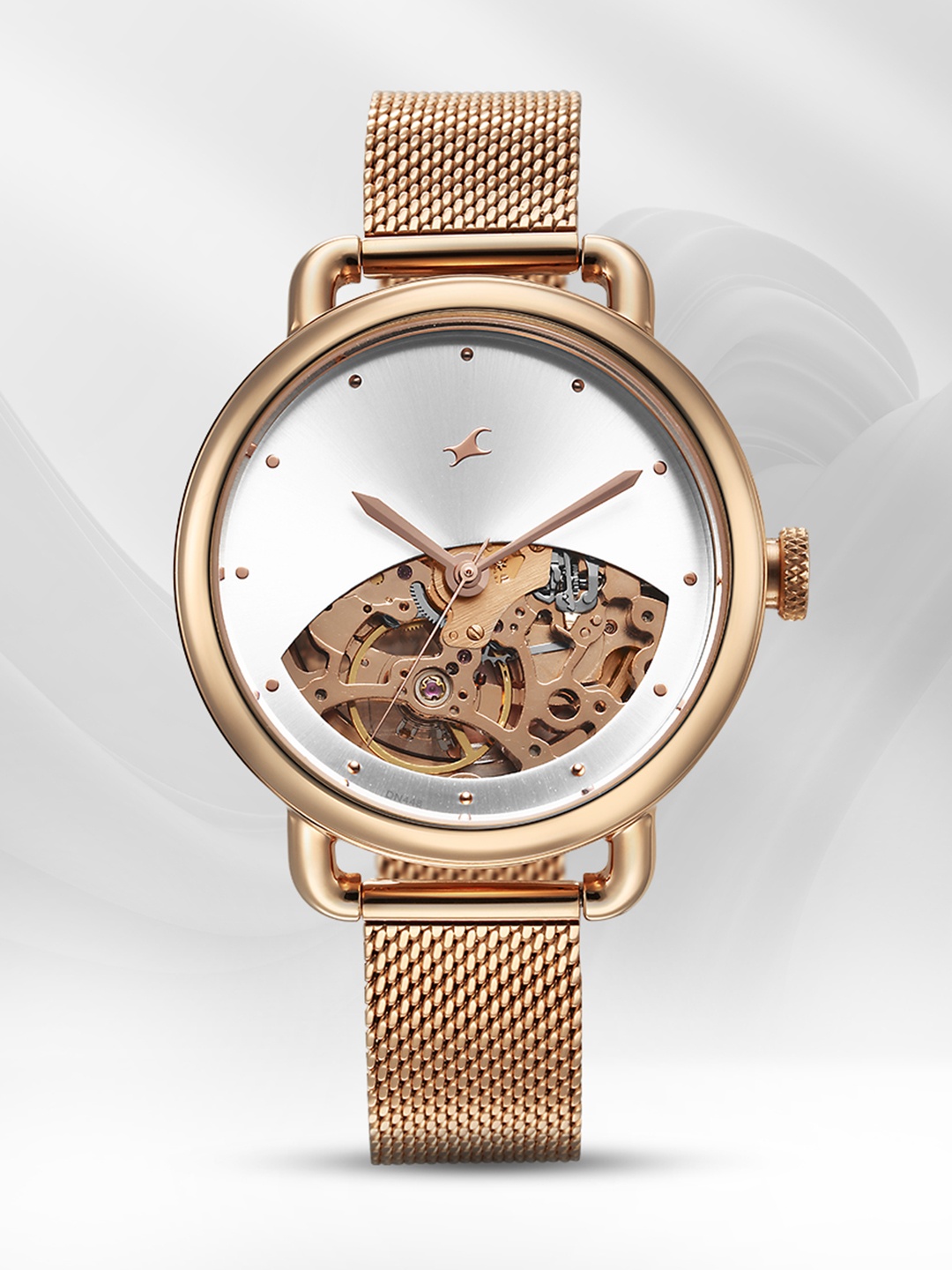 

Fastrack Women Stainless Steel Skeleton Automatic Watch 6288WM01, Rose gold