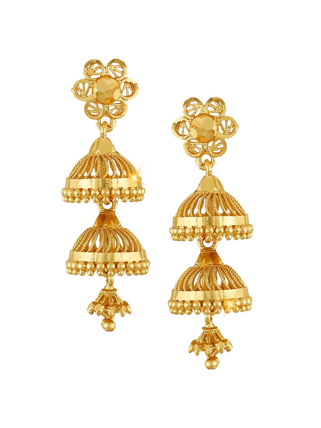 

Vighnaharta Gold-Plated Floral Jhumkas