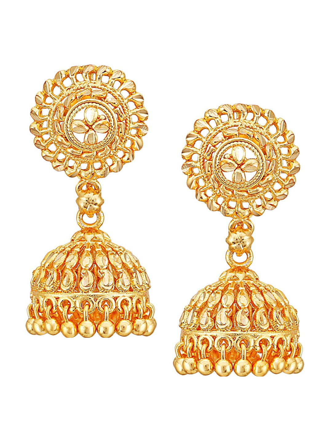 

Vighnaharta Gold-Plated Dome Shaped Jhumkas