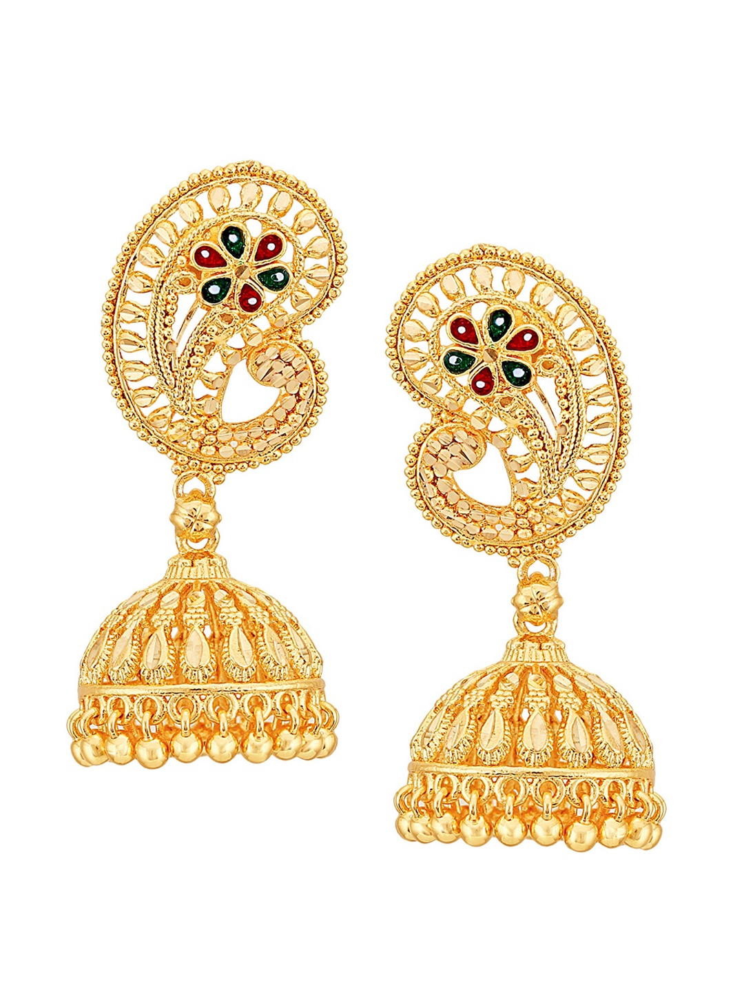 Vighnaharta Gold-Plated Dome Shaped Jhumkas