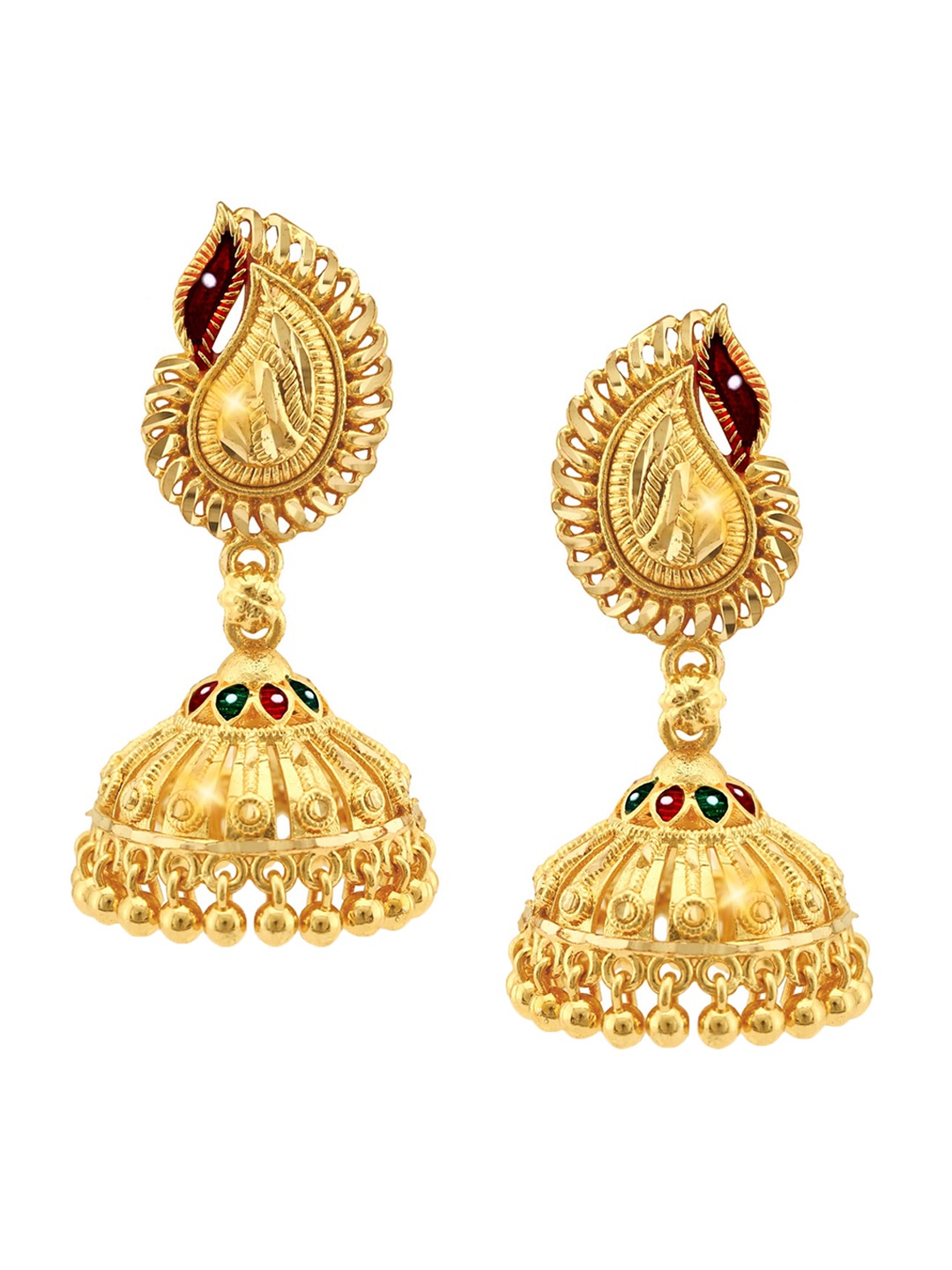 Vighnaharta Gold-Plated Floral Jhumkas Earrings