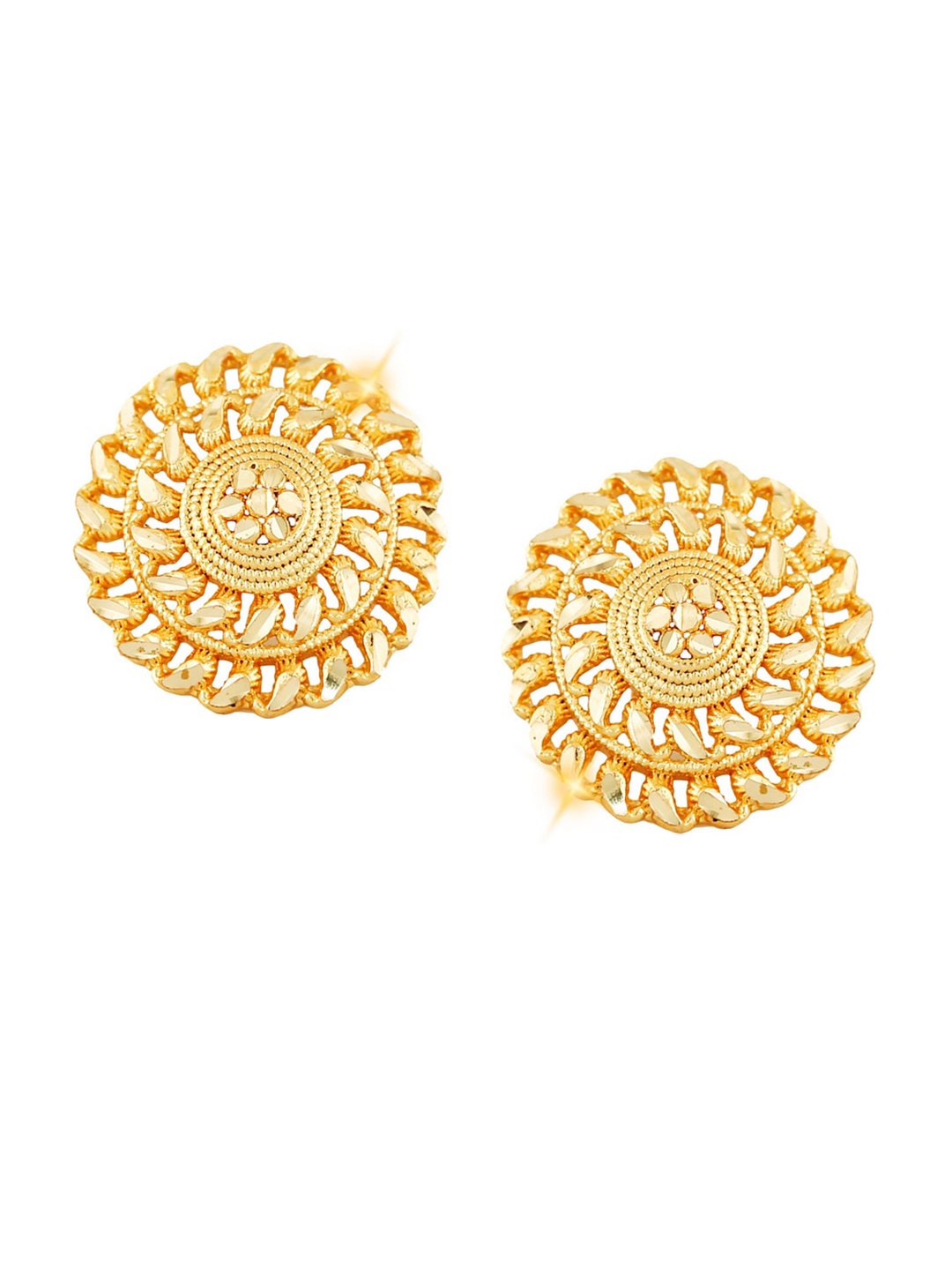 Vighnaharta Gold-Plated Floral Studs Earrings