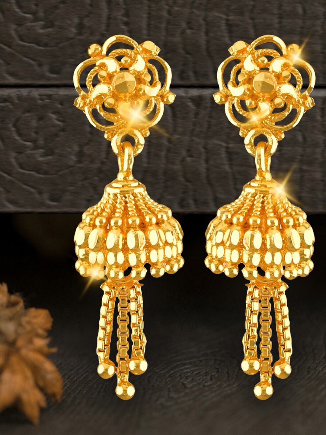 

Vighnaharta Gold-Plated Dome Shaped Jhumkas