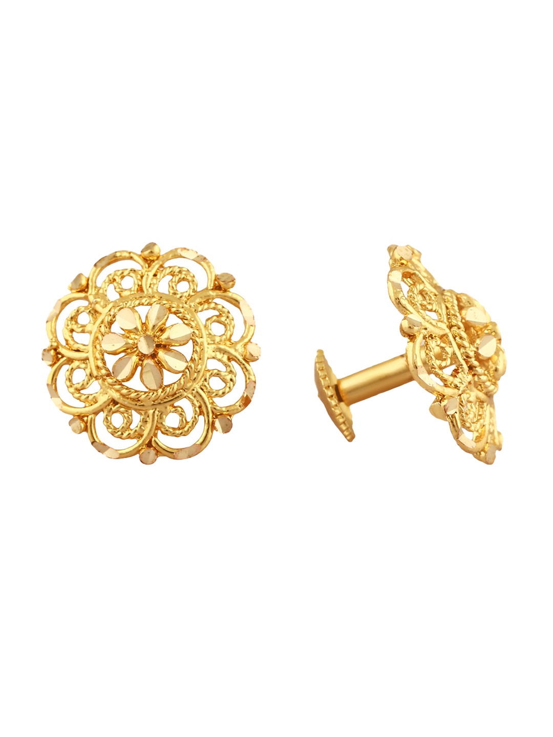 Vighnaharta Gold-Plated Floral Studs Earrings