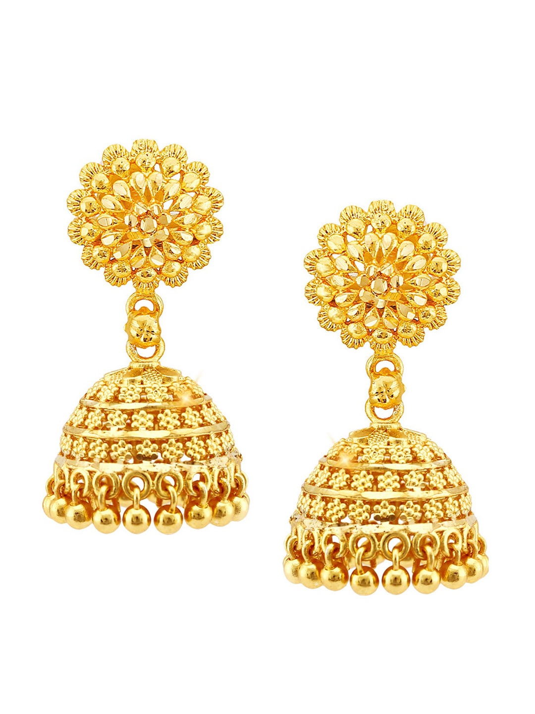 

Vighnaharta Gold-Plated Floral Jhumkas Earrings