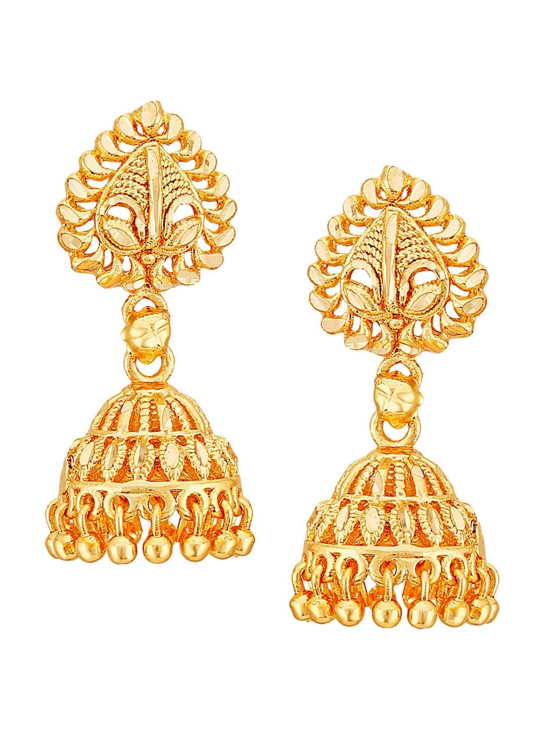 Vighnaharta Gold-Plated Floral Jhumkas Earrings