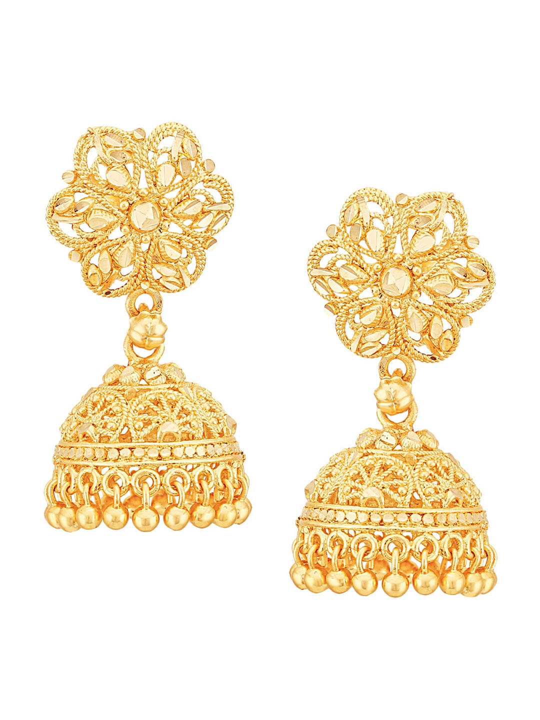 

Vighnaharta Gold-Plated Floral Jhumkas Earrings