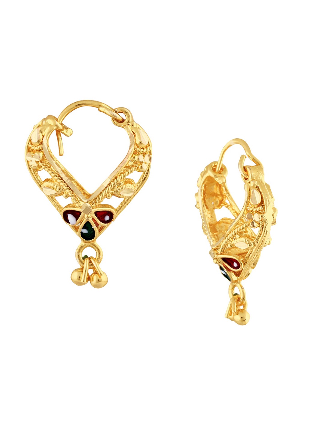 Vighnaharta Gold-Plated Floral Hoop Earrings
