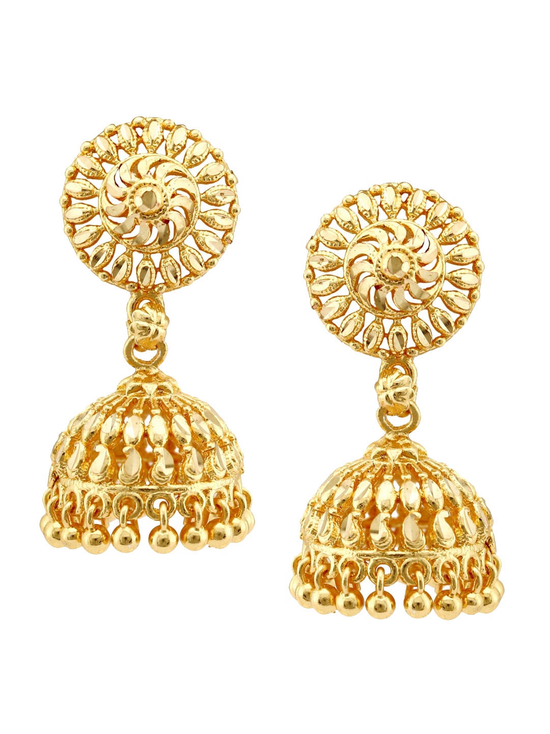 Vighnaharta Gold-Plated Dome Shaped Jhumkas