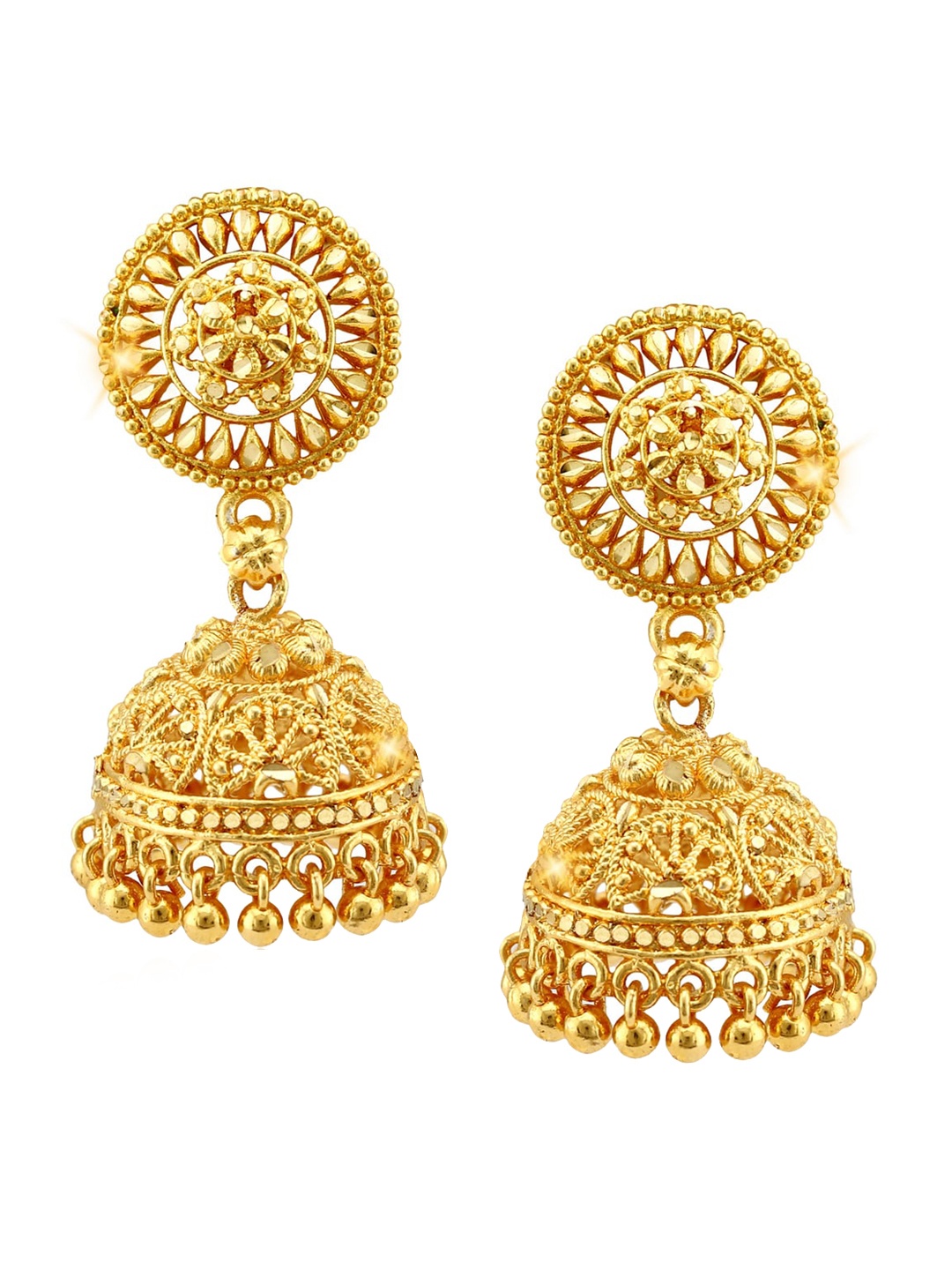 

Vighnaharta Gold-Plated Dome Shaped Jhumkas