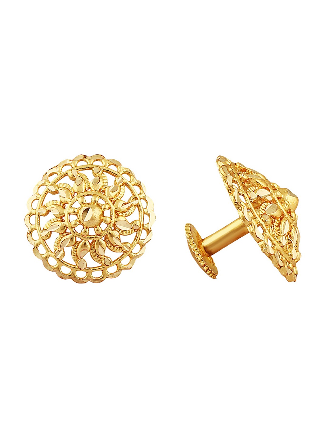 Vighnaharta Gold-Plated Floral Studs Earrings