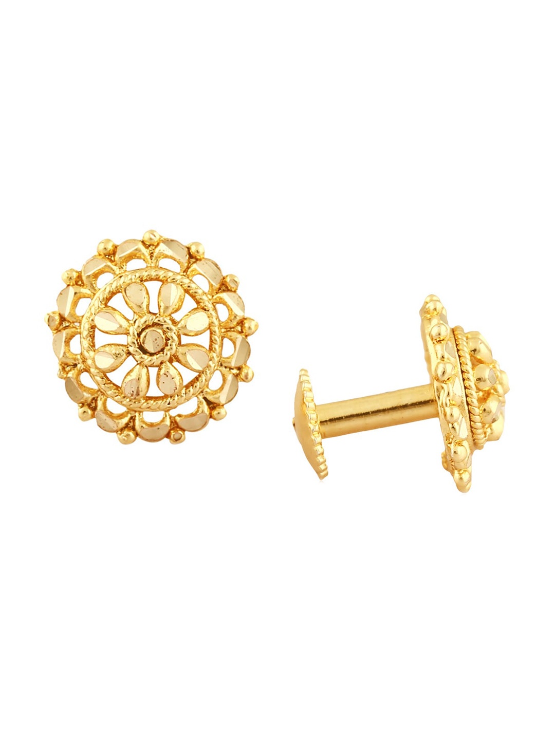 Vighnaharta Gold-Plated Floral Studs Earrings