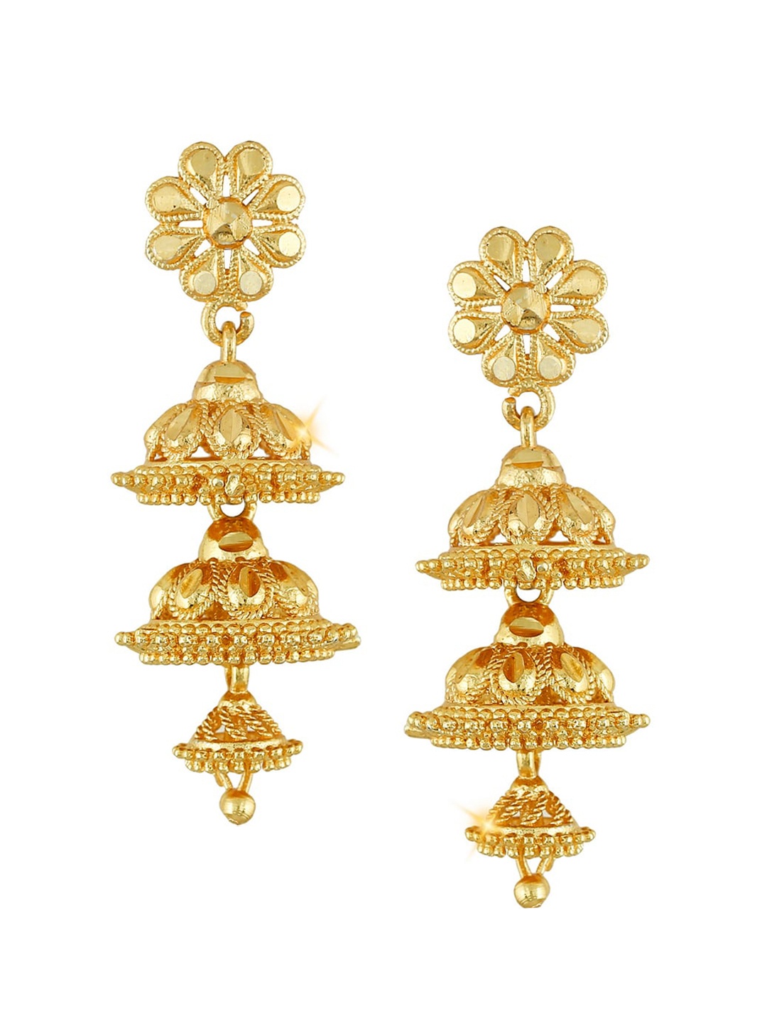 

Vighnaharta Gold-Plated Floral Jhumkas