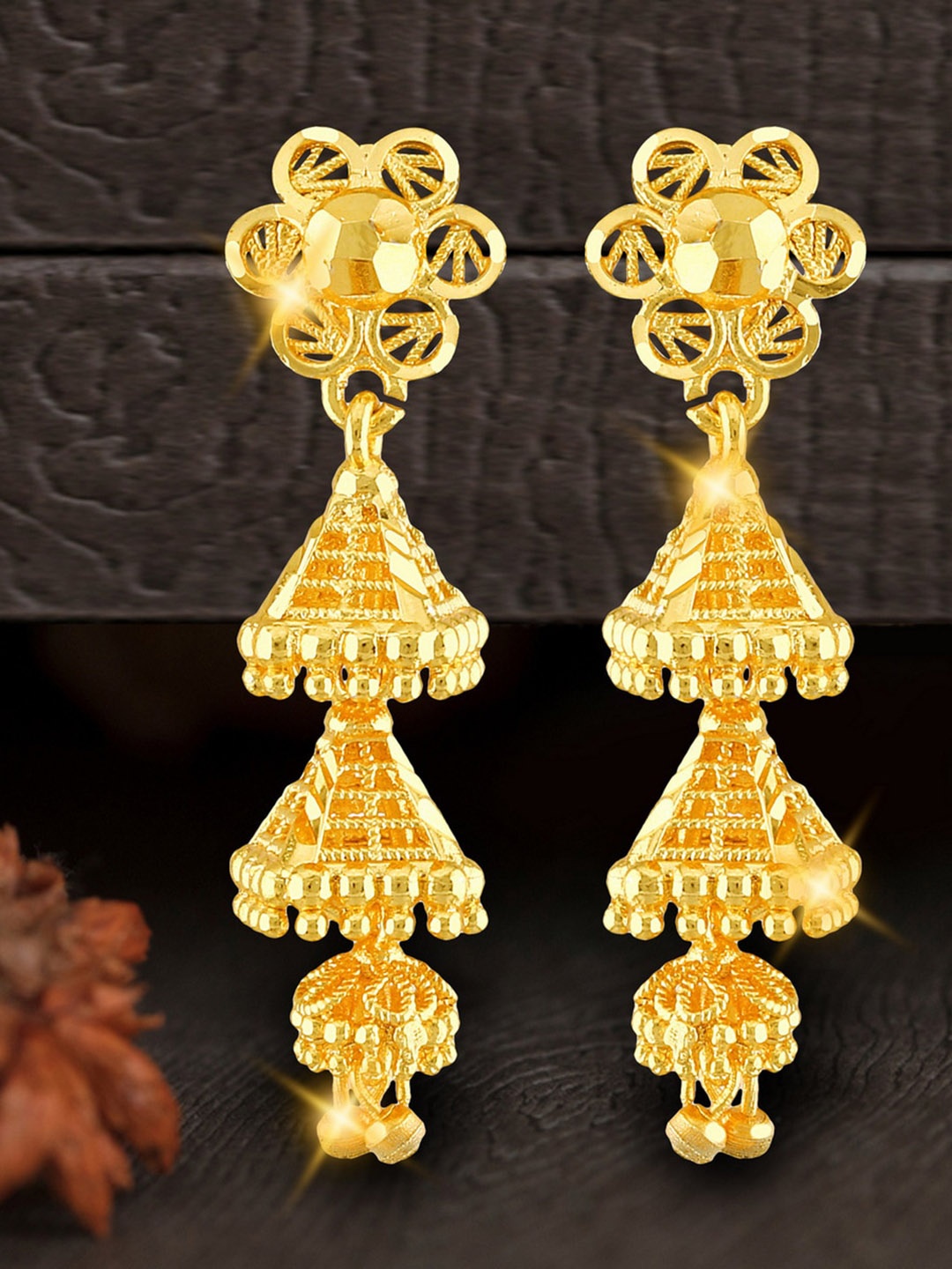 

Vighnaharta Gold-Plated Dome Shaped Jhumkas